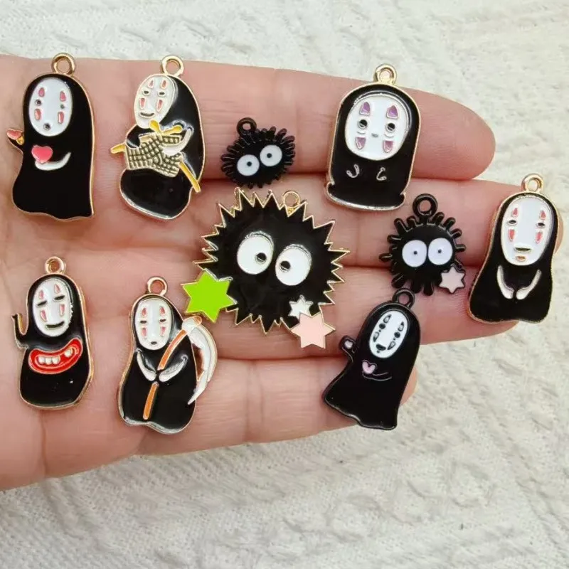 10pcs Japanese Faceless Male Decorations Cute Alloy Pendant Anime Figures Children DIY Creative Fashion Jewelry Accessories Gift