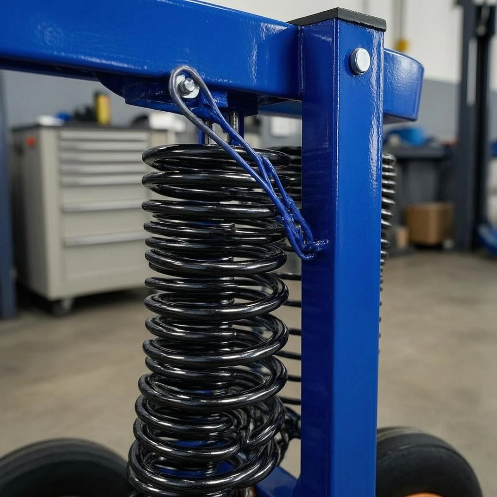 Tire Service Stand Coil-Loaded Tire Mounting Stand Vehicle Equipment Swivel Casters Metal for Vehicle Service Bay