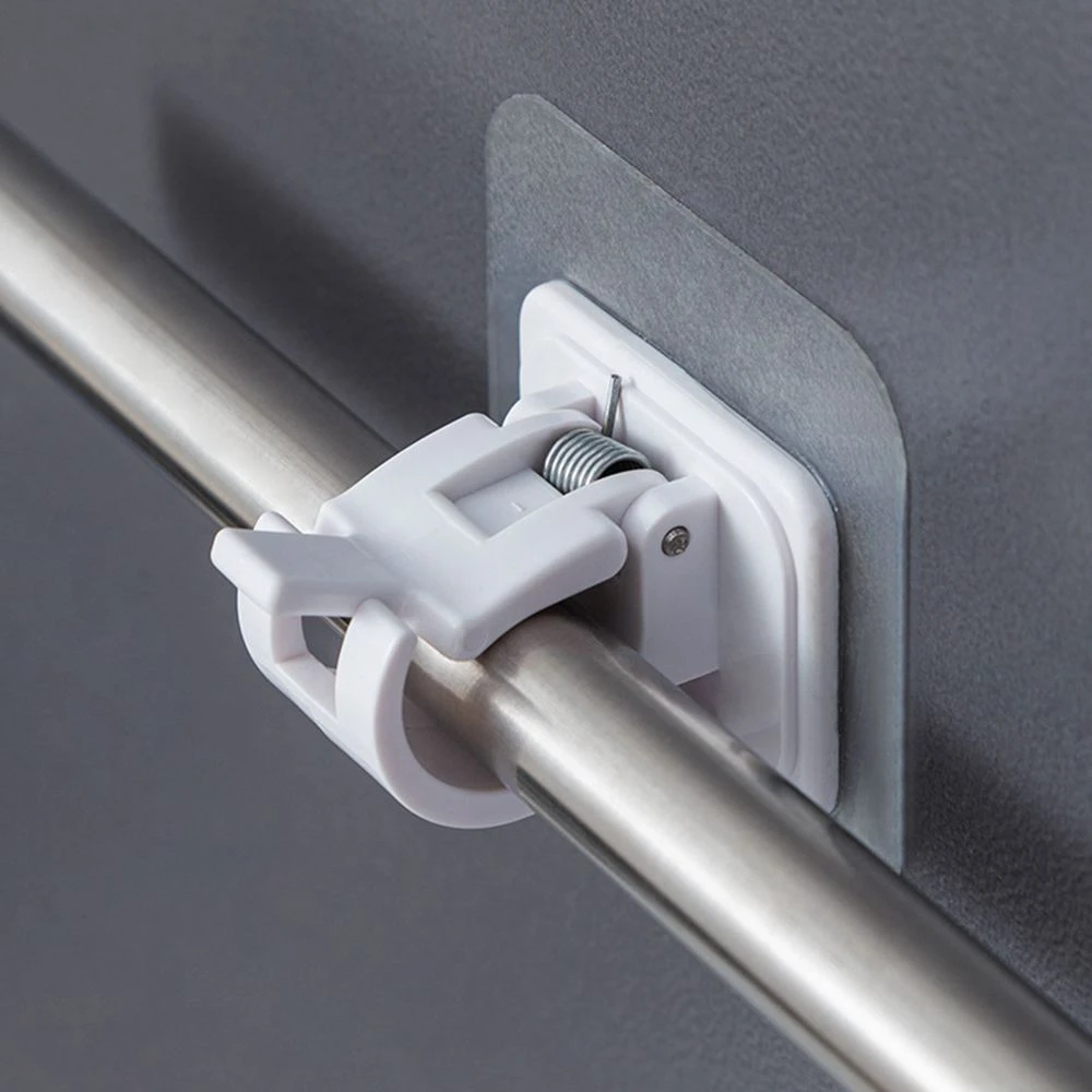 

Curtain Rod Holder Bathroom Storage Self Adhesive Wall Mounted Wall Hooks Fixed Clips Bracket Hooks Towel Hooks