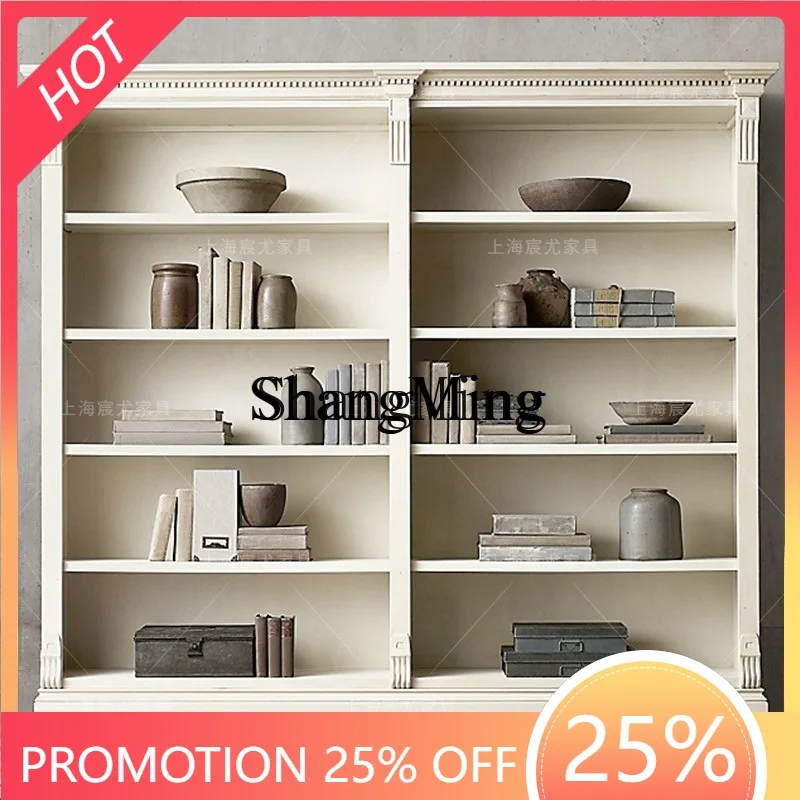 

FG good-looking solid wood retro glass double door dining side display cabinet living room bookcase display cabinet