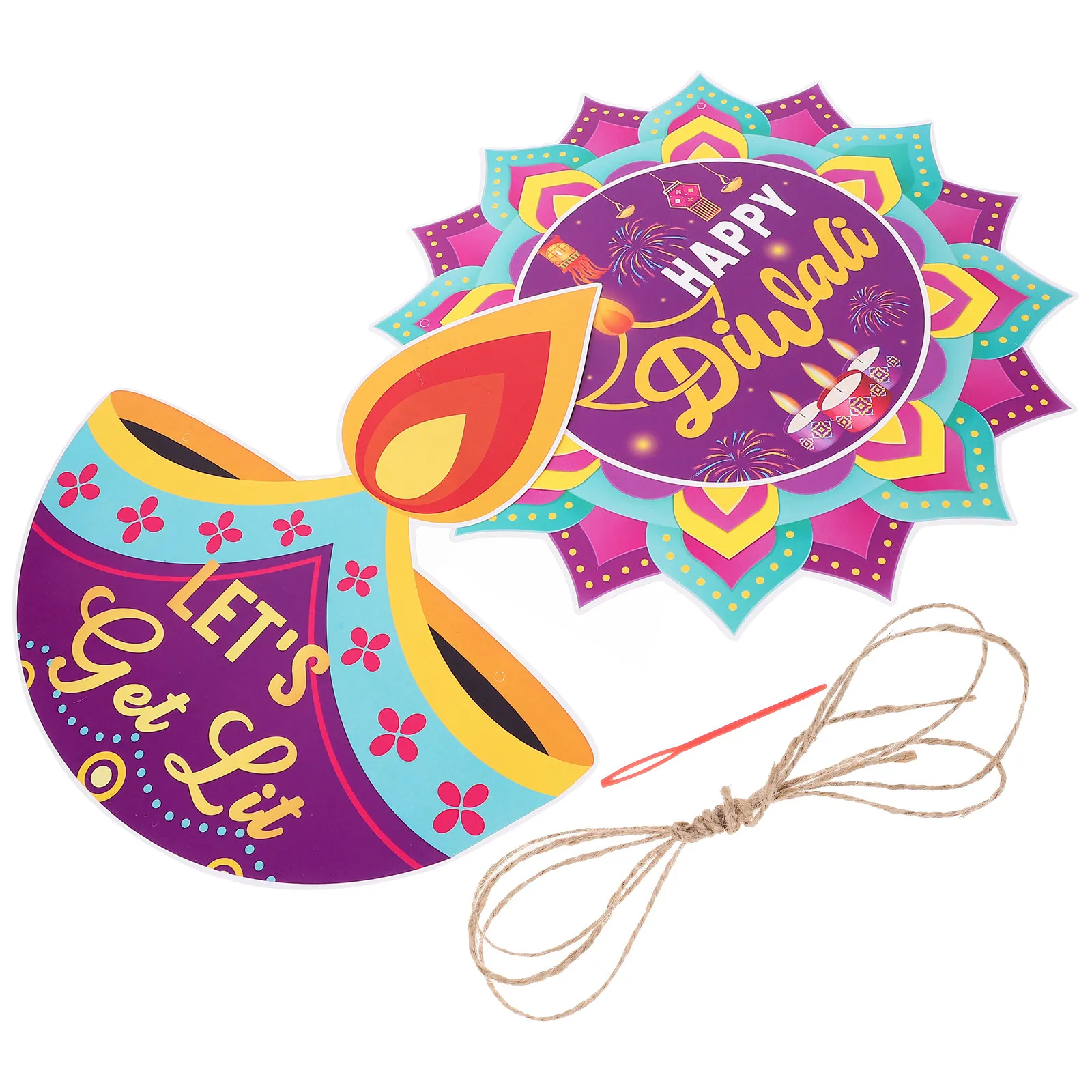 10Pcs Diwali Door Sign Hanging Decor Paper Festive Indian Festival Pendants for Front Door Wall Home Cafe Bar