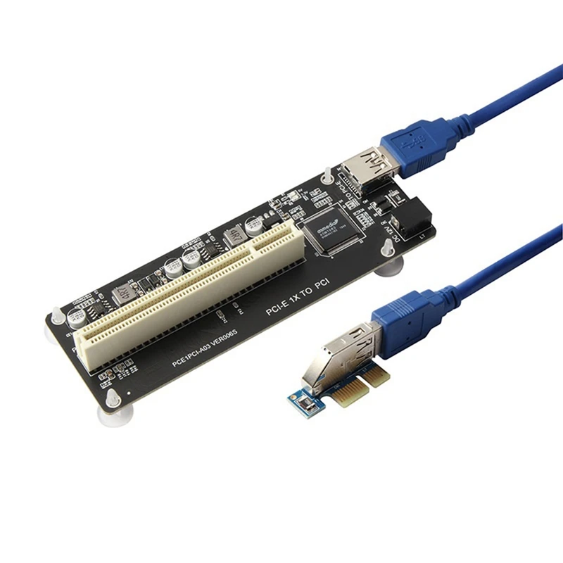 2 Pcs PCI E PCI-E PCI Express X1 to PCI Riser Card Bus Card High Efficiency Adapter Converter USB 3.0 Cable for Desktop