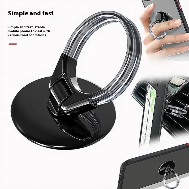 

Rotating Phone Ring Finger Holder Metal Kickstand Car Stand Adjustable Vent Mount Multi-Angle Anti-Drop Men CreativeLazy Bracket