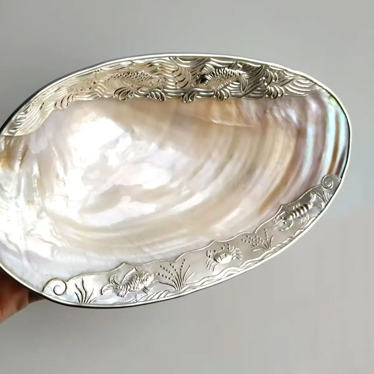 

Чаша из натуральной морской ракушки, декор для дома, блюдо для конфет с фруктами и орехами, роскошный подарок ручной работы