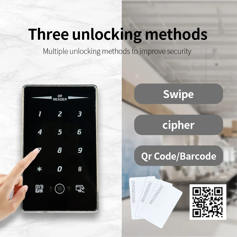 RFID 13.56Mhz Card Barcode QR Scanner QR Code Reader NFC  26/34 IP68 Waterproof Touch Keyboard Door Access Control Reader