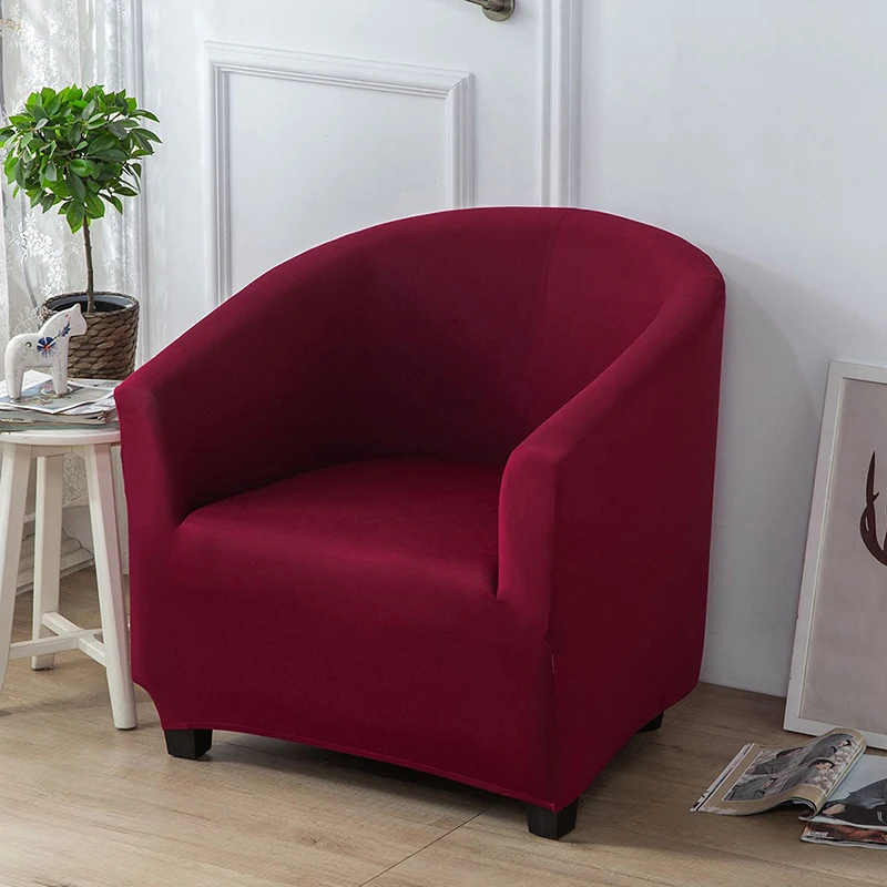 Single Sofa Cover Thick Fleece Semi Circular Bar Stool Cover Tub Shaped Sofa Slipcover Protector for Single Armchair