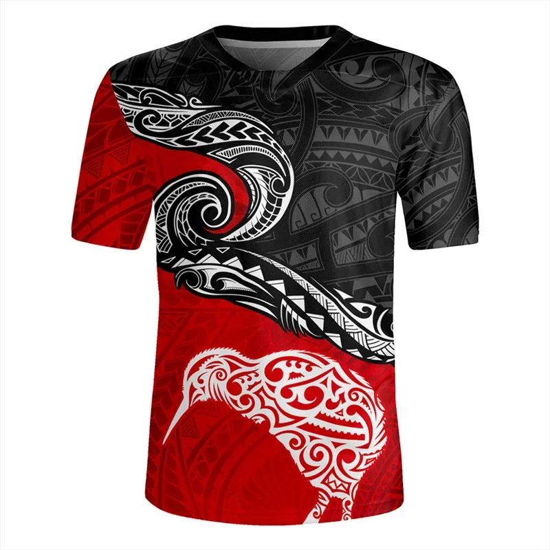 3D New Zealand Print Rugby V Neck T Shirts NZ Maori Silver Fern With Star Tattoo Anzac Graphic T Shirt Vintage V-neck Tee Shirts