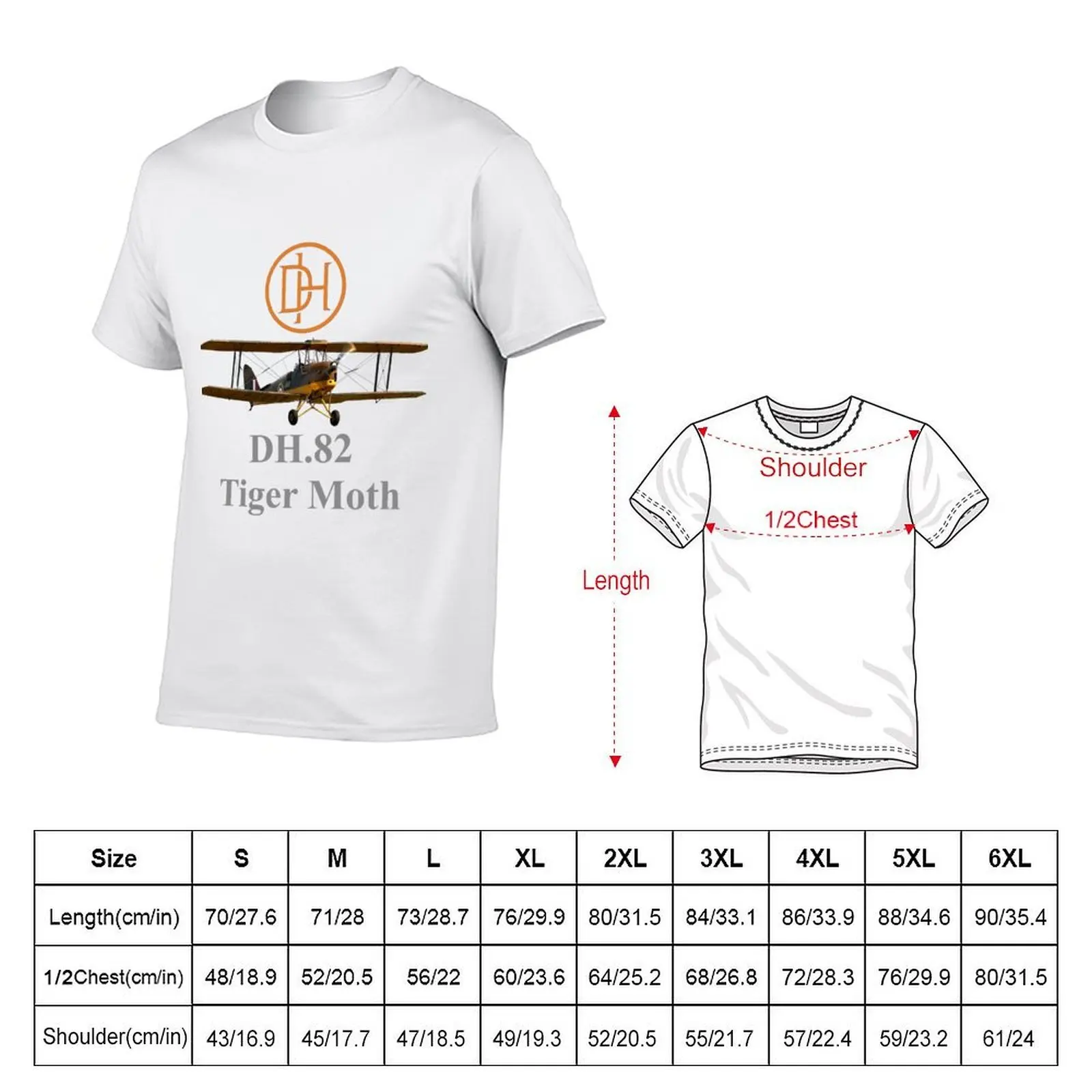 De Havilland DH.82 Tiger Moth T-Shirt Quick Dry Training Short Sleeve Tee