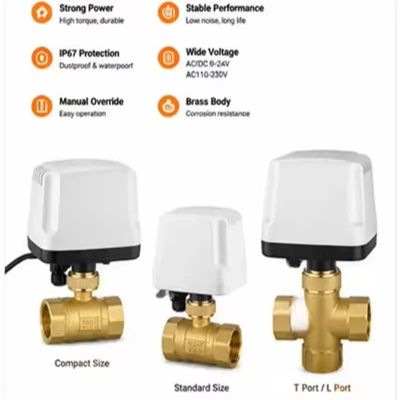 YAOYANG DC12V/24V Motorized Ball Valve DN20 PN16 Brass 2 Way Low Voltage Electric High Temperature IP65 Waterproof CE Valve