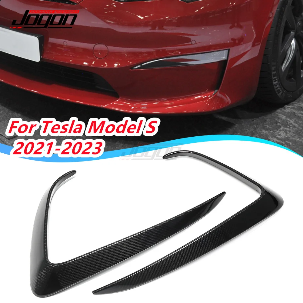 100% Carbon Fiber Front Bumper Corner Spoiler For Tesla Model S 20212022 2023 Exterior Accessories