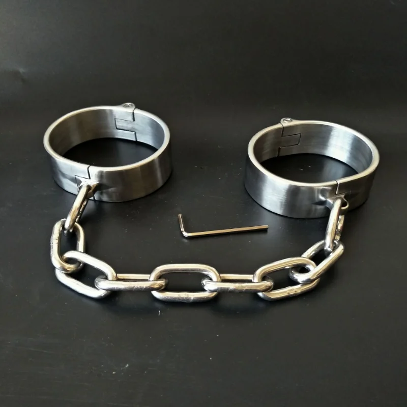 Screw Lock Stainless Steel Handcuffs Ankle Cuffs Neck Collar Restraint Shackle Manacle Bondage Adults SM Sexy Game for Couples