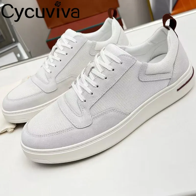

Mesh Breathable Patchwork Sneakers Men Thick Sole Lace Up Flat Tennis Shoes Male Casual Comfortable Summer Walk Shoes For Men