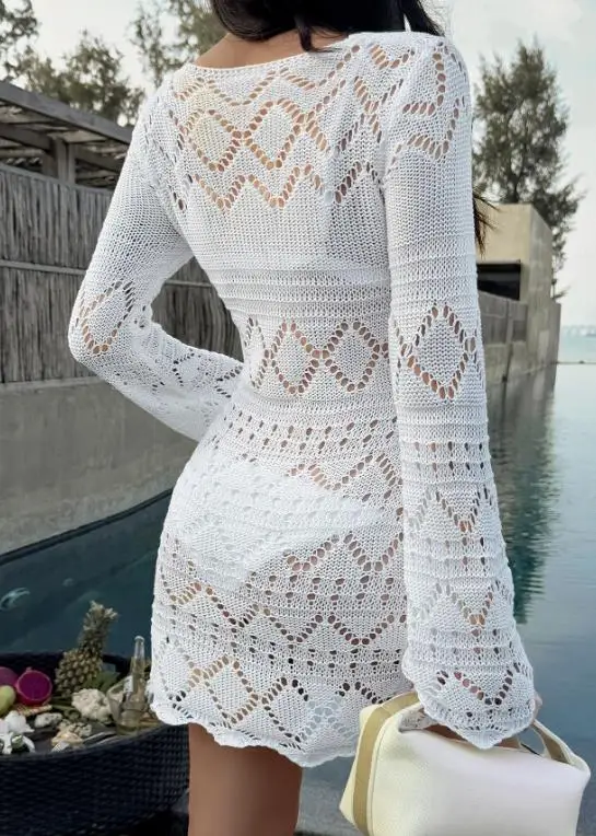 

Spring/Summer Hollow out Woolen Button Slim Fit Spicy Girl Vacation Dress 2026 Fashion Casual Women's Dress