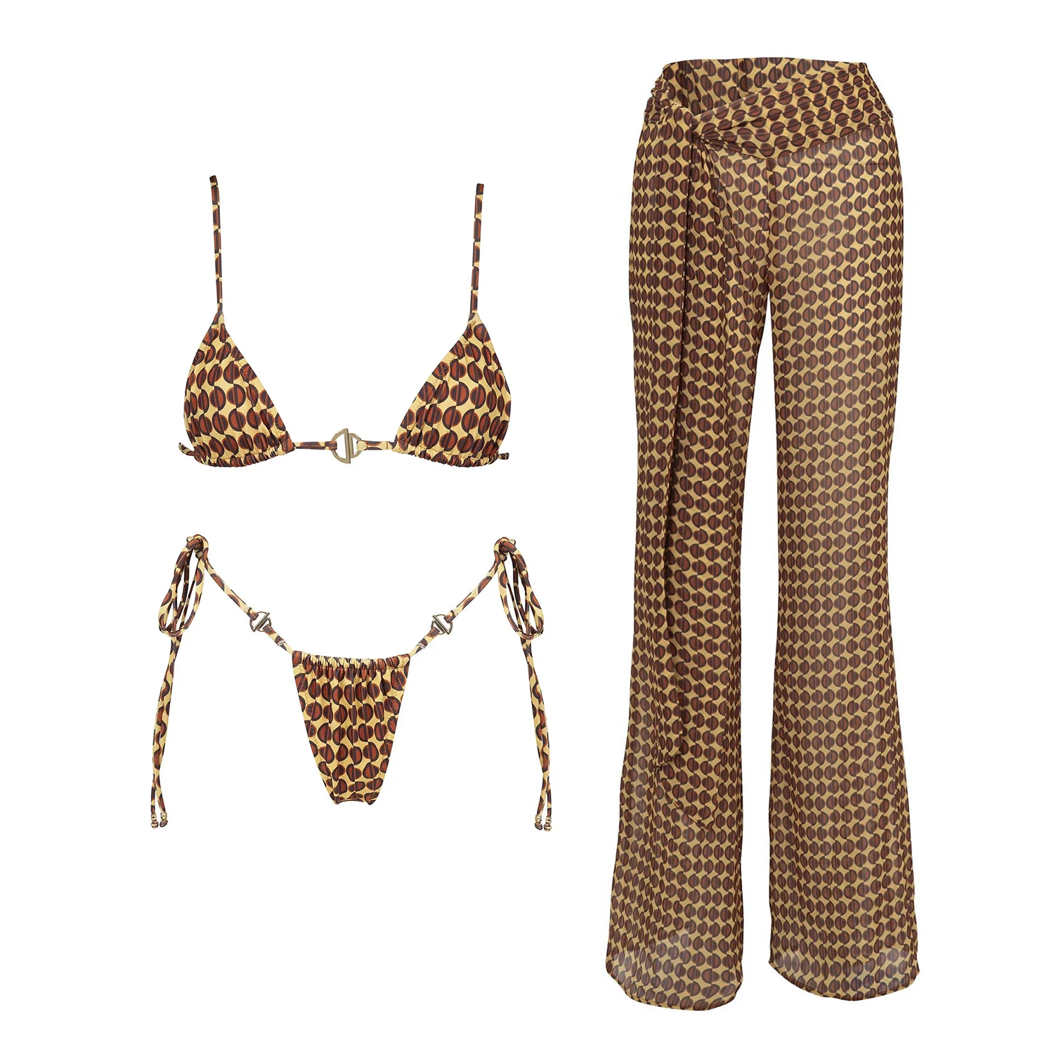 Micro Bikini 3Pcs Bandeau Biquini 2026 Sexy Women Swimsuit Female Push Up Swimwear Button Bathingsuit Brazilian Mesh Beachwear