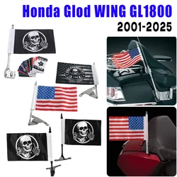 For Honda Gold Wing GL 1800 2001-2025 2024 Goldwing GL1800 Tour Trunk Flag Pole Mount Bracket Motorcycle Flagpole Global Banner