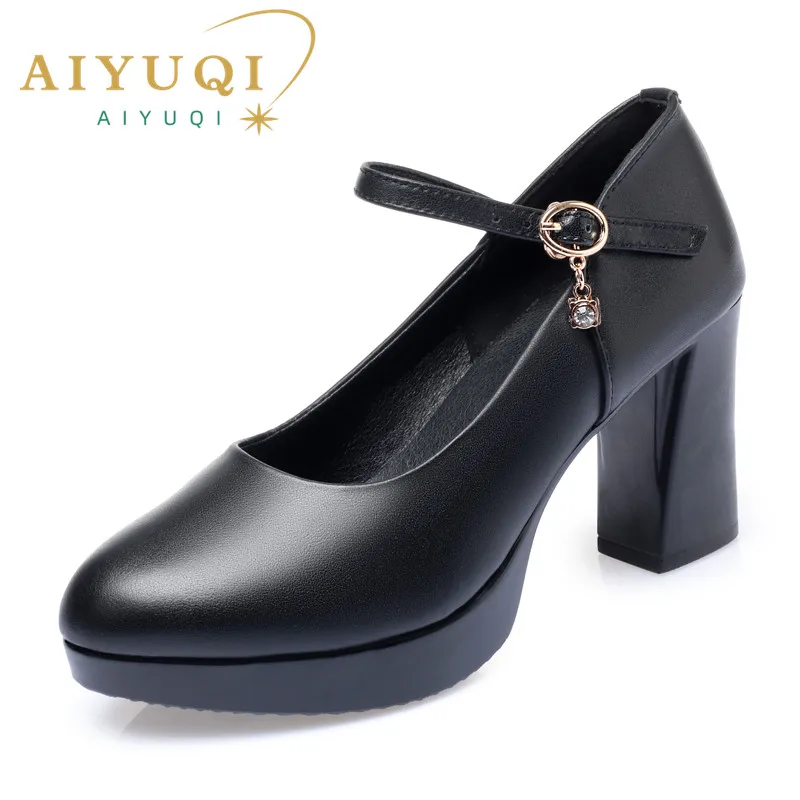 

AIYUQI Women Fashion Shoes Spring 2025 New Genuine Leather Women's High Heels Large Size Platform Shoes Office Women