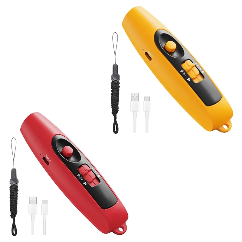 Peluit Elektronik dengan Pengisi Daya USB, untuk Guru Pelatih Wasit, Peluit Berkemah Permainan Olahraga Luar Ruangan dengan Tali Penyandang