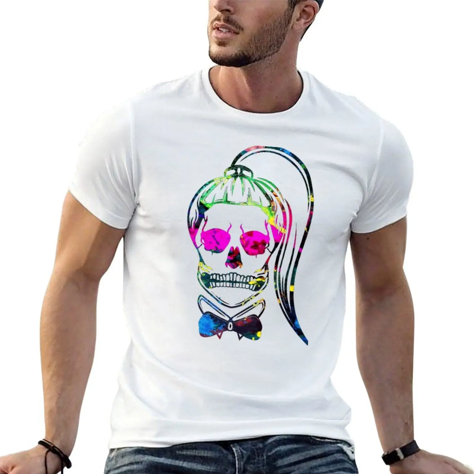 

Born This Way Neon Paint Skull T-Shirt t shirt personalised man t shirts for men T-Shirt