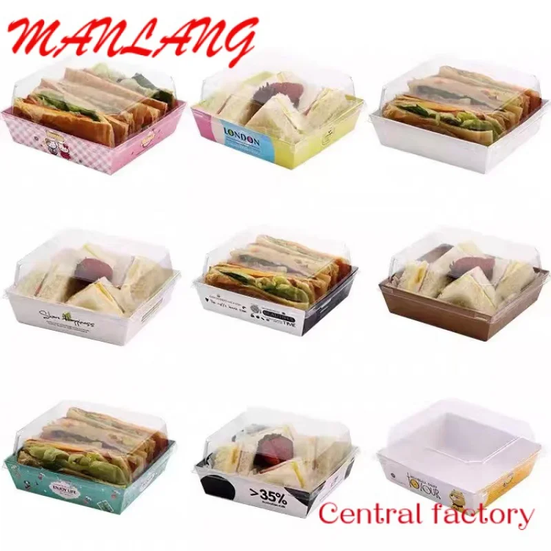 Custom  Multi-Color Customization Fast Food Sandwich Packaging with PET Lid Variety Styles Craft Paper Boxes