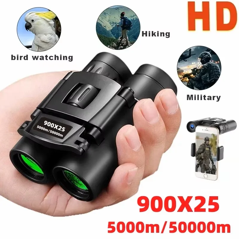 

900x25 Zoom Telescope Professional BAK4 HD Powerful Binoculars Long Range Portable Outdoor Folding FMC Binocular Camping Travel
