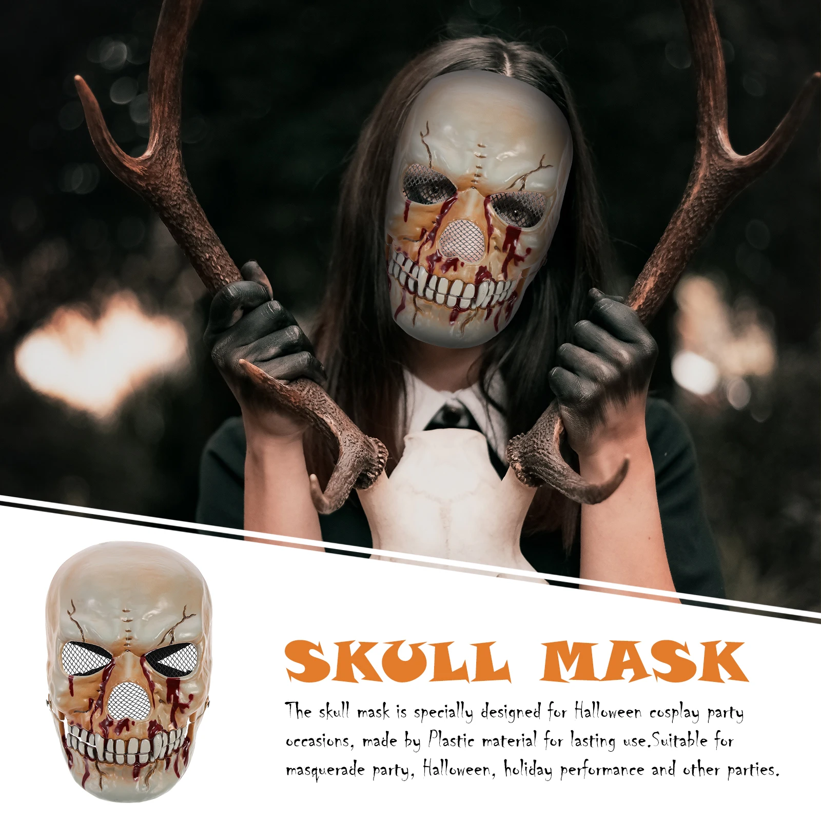 

Skull Facial Decoration Horror Mask Halloween Masks Funny Clothing Prop for Costume Plastic Headgear Unique