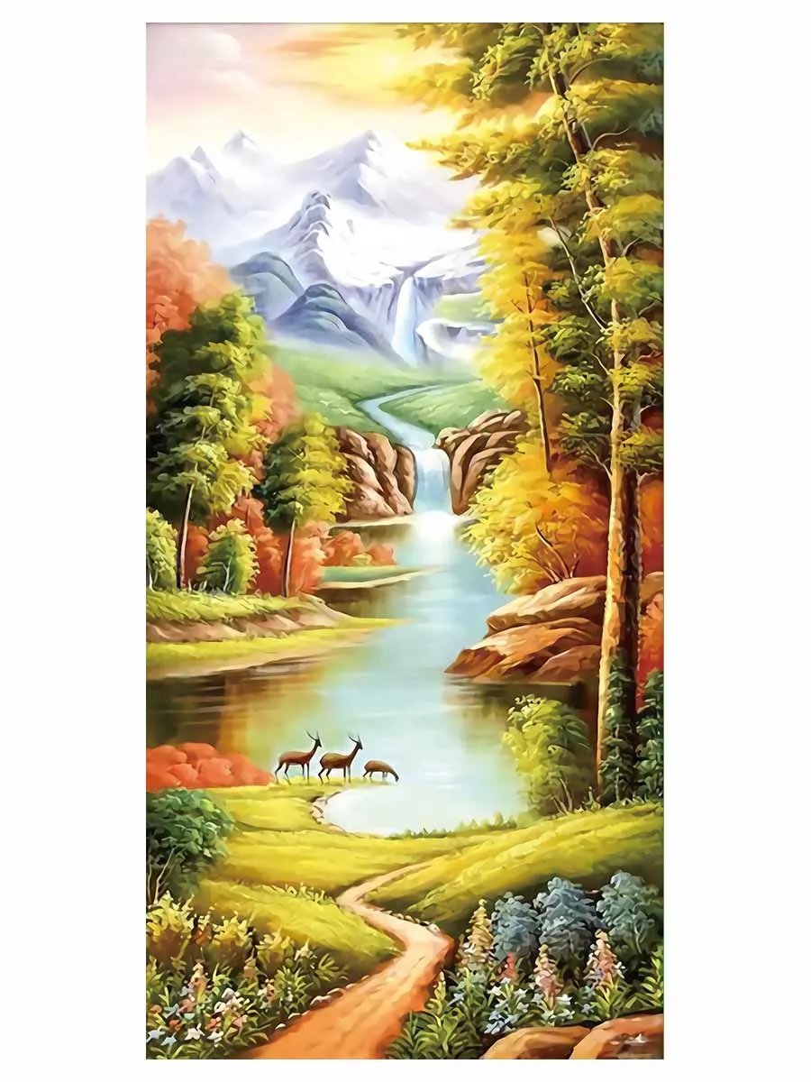 

DIY Kit Cross Stitch Scenic Set Forest Scenery Rural Garden Deer Animal Needlework Handicraft Fashionable Decorative Painting