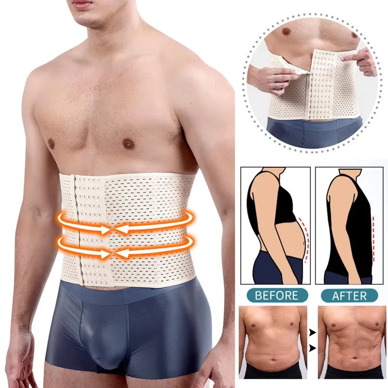 Entrenador de cintura recortador cinturón corsé para Abdomen vientre aplanar Control de barriga Fitness compresión Shapewear hombres adelgazamiento