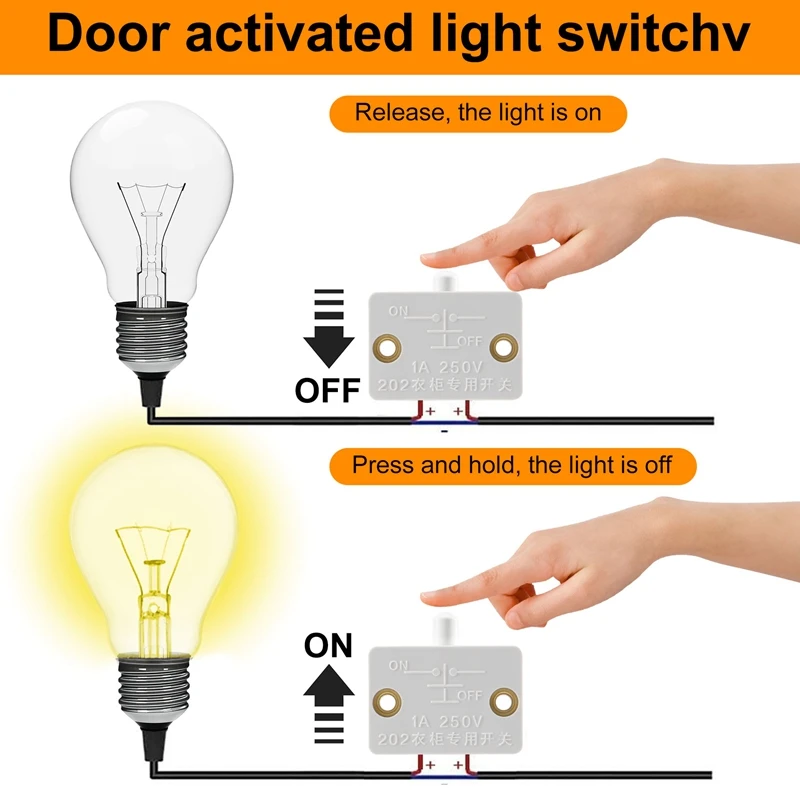 6Pcs Door Led Switch For Closet Light,Normally Closed Cabinet Electrical Lamp Switches,For Closet Pantry Cabinet