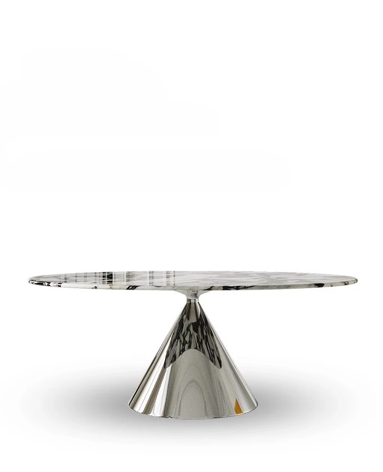 Light luxury marble flying saucer dining table household oval dining table