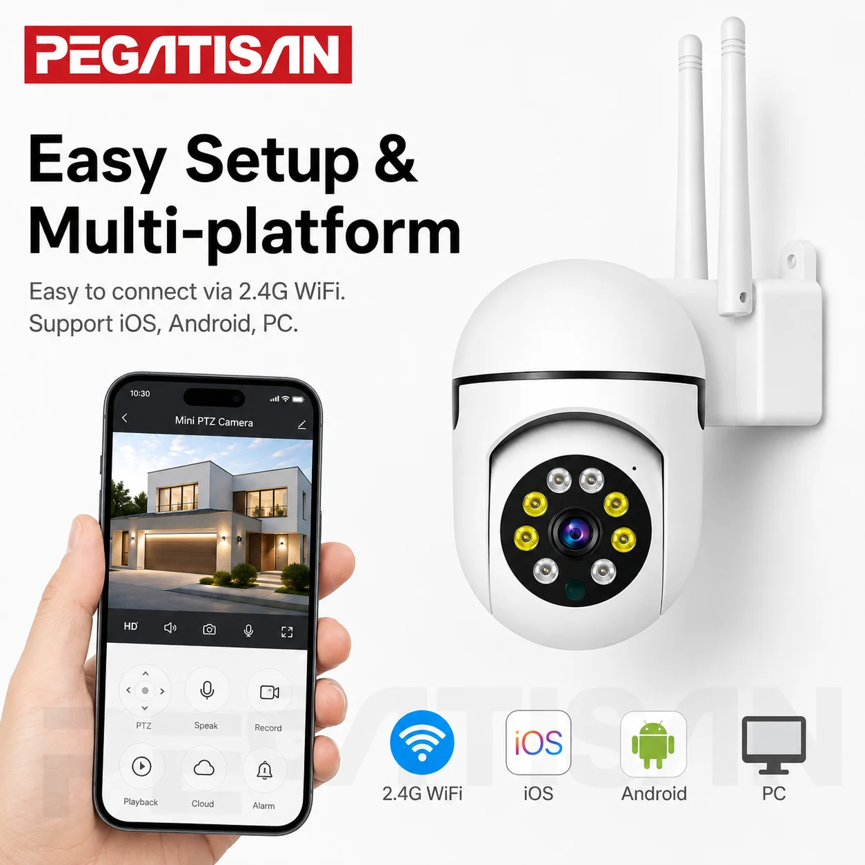 PEGATISAN 3MP O-Kam App WiFi Cam 360 Derajat Putar Anti-maling Monitor Keamanan Pengawasan Kamera Pelacakan Otomatis Audio Dua Arah Kamera Luar Ruangan