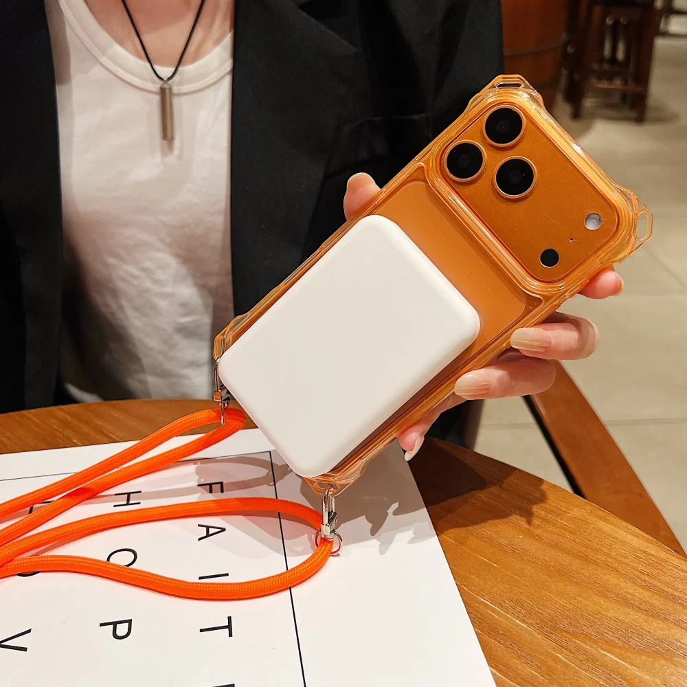 حافظة كروس بودي مضادة للخسارة من النايلون حافظة مغناطيسية شفافة لهاتف آيفون 17 16 برو ماكس 15 14 13 12 11 لغطاء حزام الكتف Magsafe