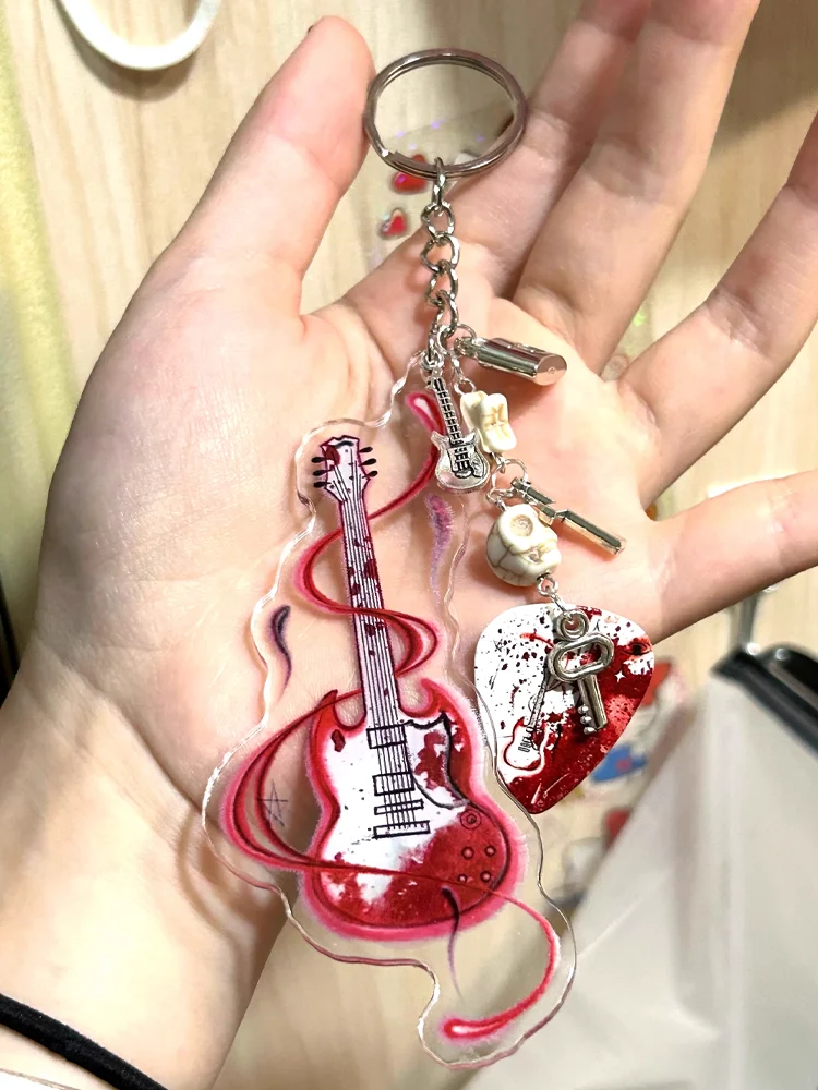 

Bag Pendant Keychain Blood Guitar Skull Pendant For Man Or Woman Gift