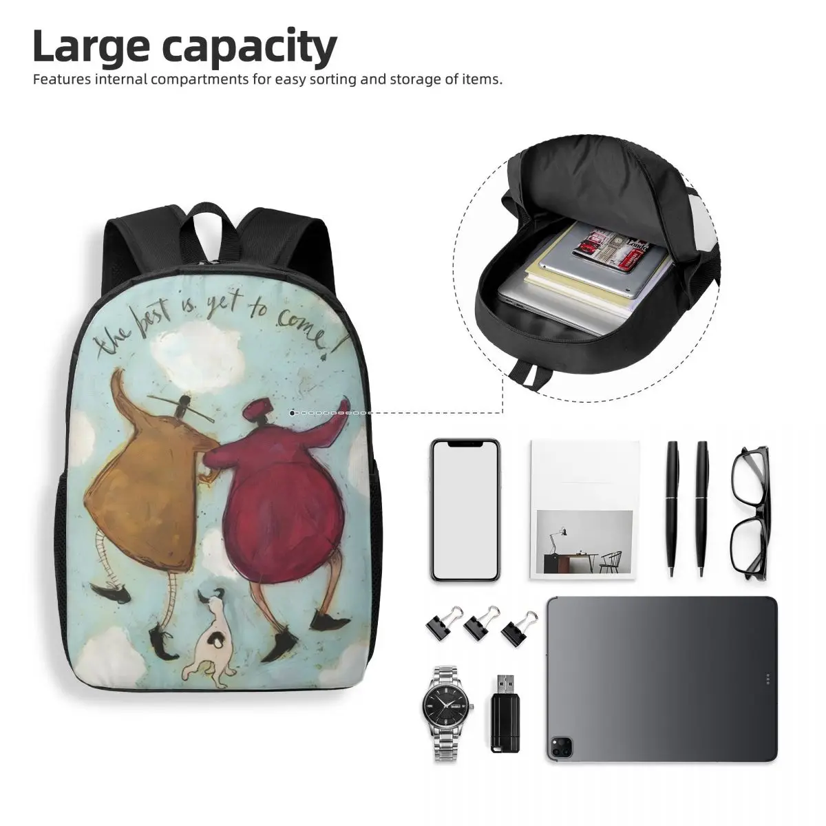 Mochila Sam de estudante simples de 17 polegadas – Bolsa escolar leve e espaçosa para meninos e meninas