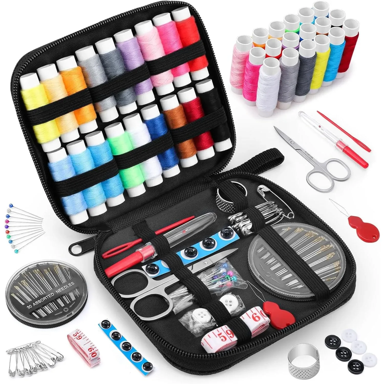 Sewing Kit with Case Portable Sewing Supplies for Home Traveler Adults Beginner Contains Thread Scissors Needles Measure Etc