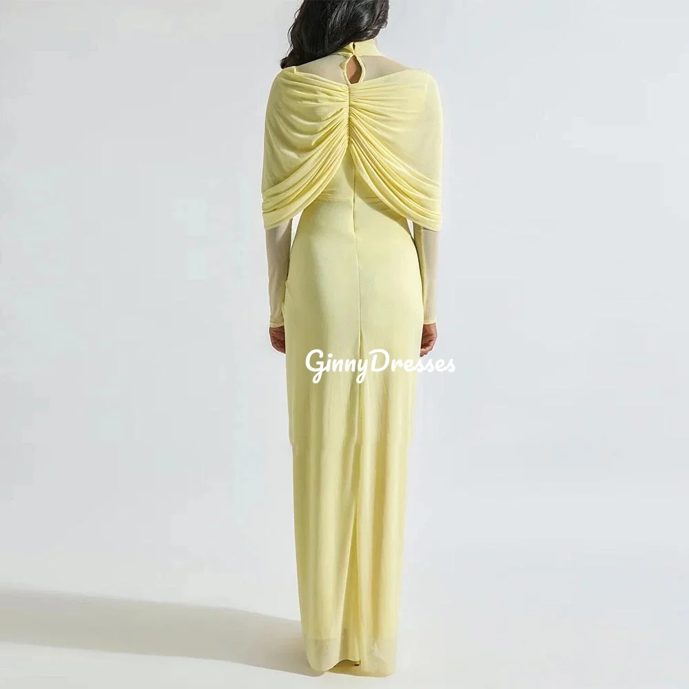 فساتين مخصصة للحفلات الراقصة غمد مغرفة العنق كشكش فساتين السهرة الفاخرة طويلة الأكمام فساتين حفلات الزفاف