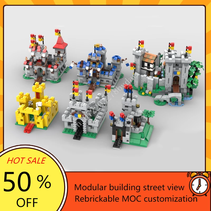 Mini Medieval Castle Collection Modular MOC Creative street view Model Building Block Architecture DIY Education Model ToyGift