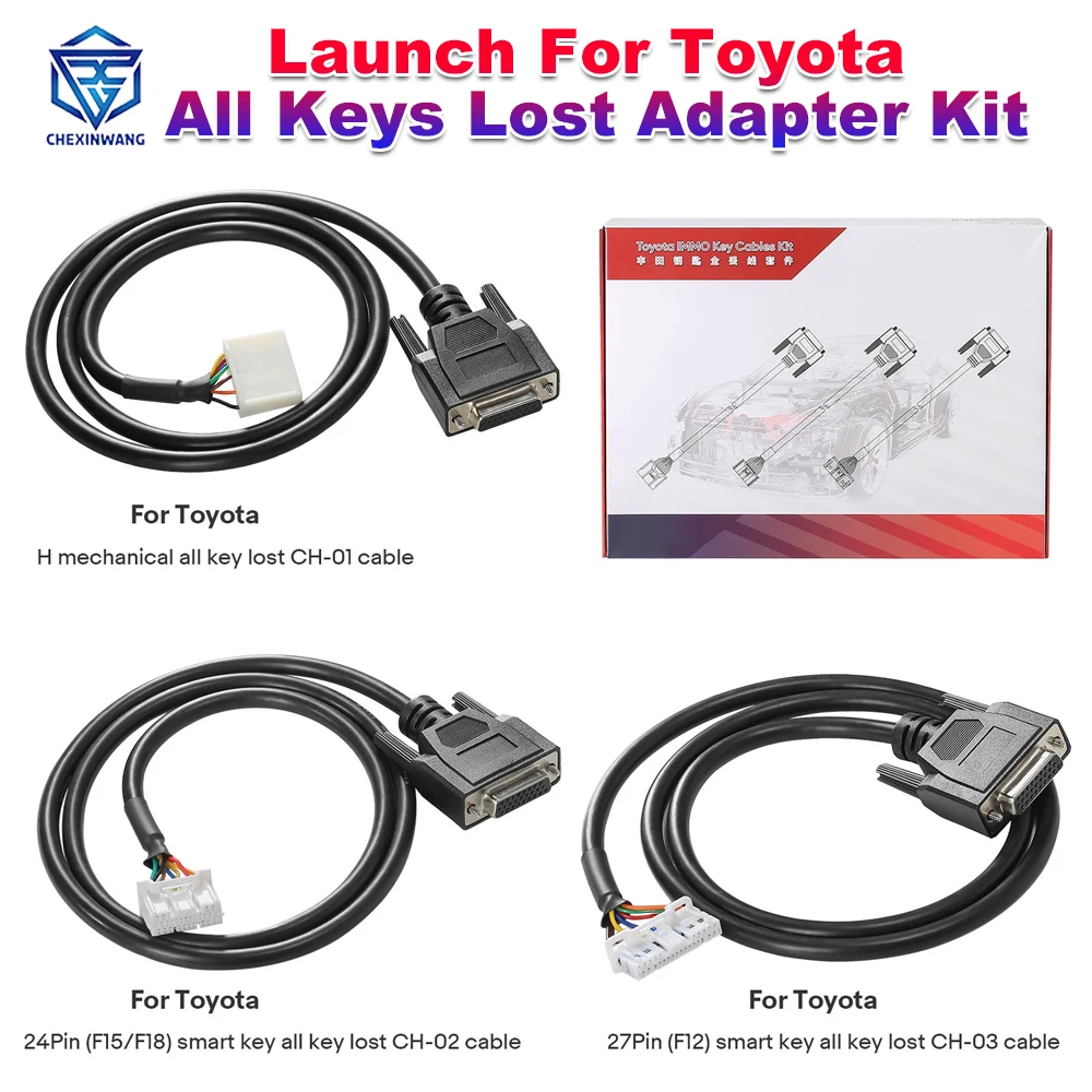 Launch for Toyota All Keys Lost Adapter Kit CH-01 H Non-Smart Key CH-02 24-PIN CH-03 27-PIN Adapter for X431 IMMO Plus /Elite