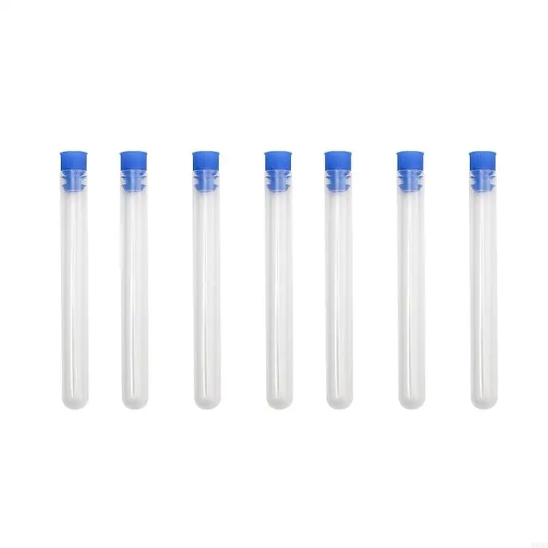 Plastic Test Tubes with Stoppers, 100 Piece Clear Sample Tubes for Classroom Science Experiments and Sample Observation H8WD