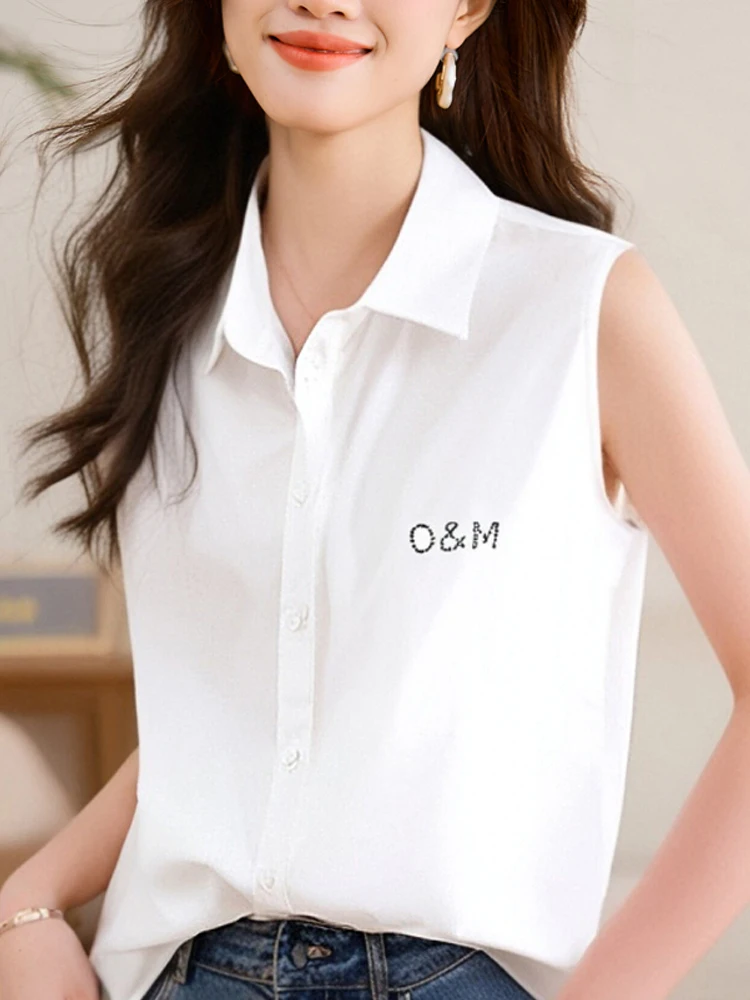

Ele White irt Women's Collar Base Top Svel Inner Wear Casual irt Layering Point Collar Vest Outerwear