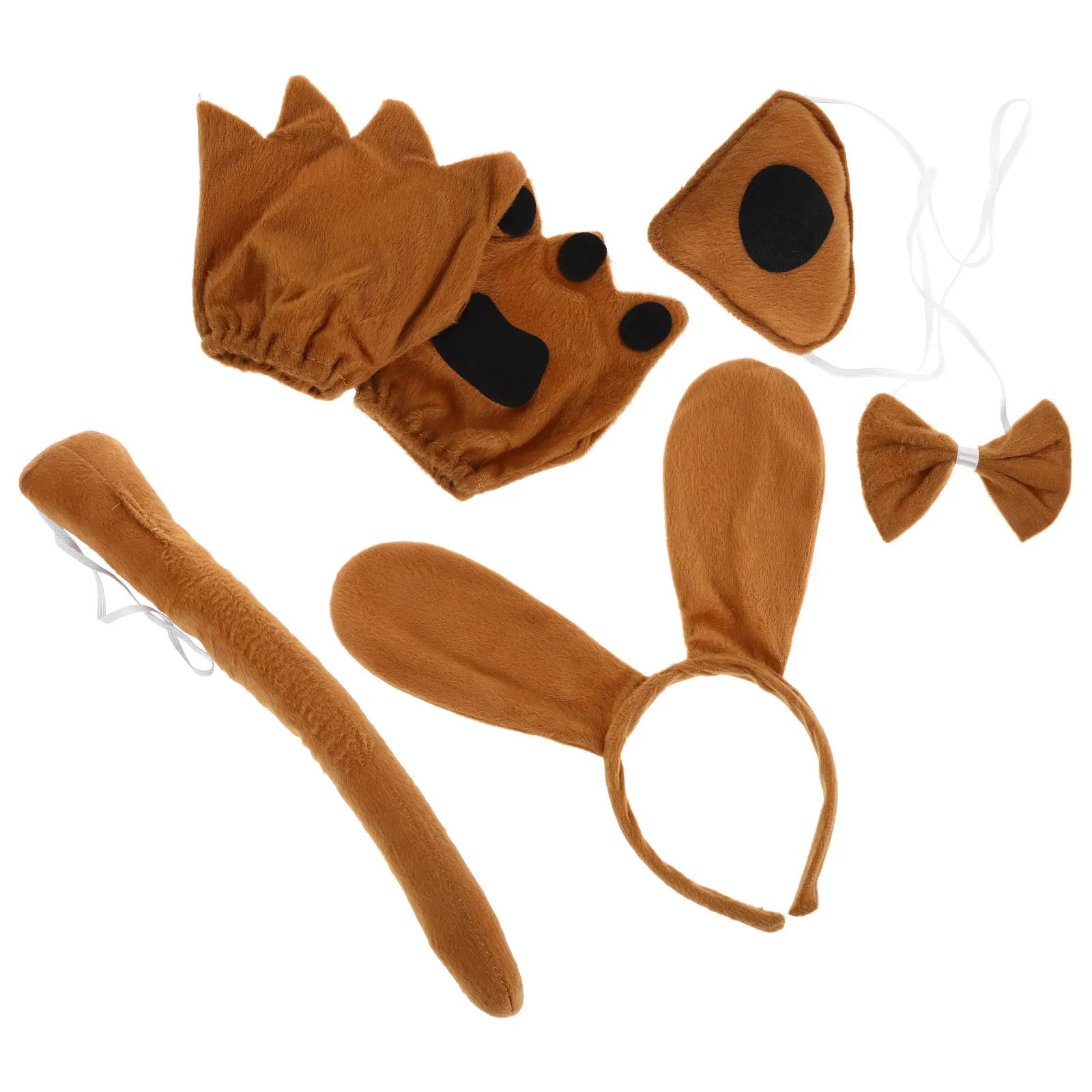 1 Juego de ropa de Cosplay para mascotas, conjunto de disfraz de perro para niños, diadema, pajarita de cola, guantes de pata, vestido de Animal, conjunto de disfraz de perro para niños