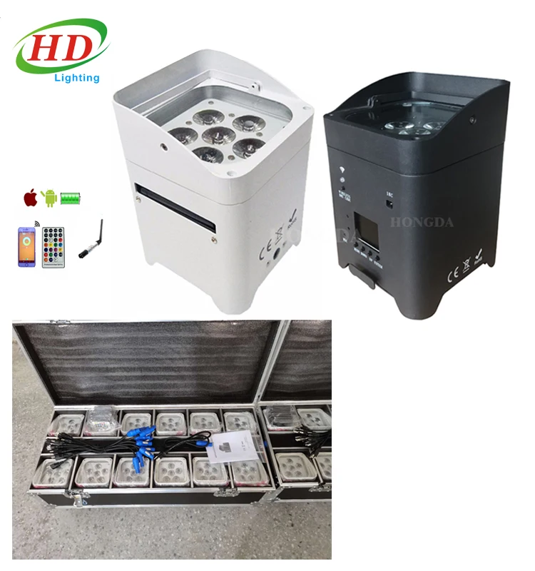 US Stock Dj Wedding Stage Battery Powered Smart Lights S6 6x18 Watt Wireless Remote Control Par Cans DMX Led Uplight