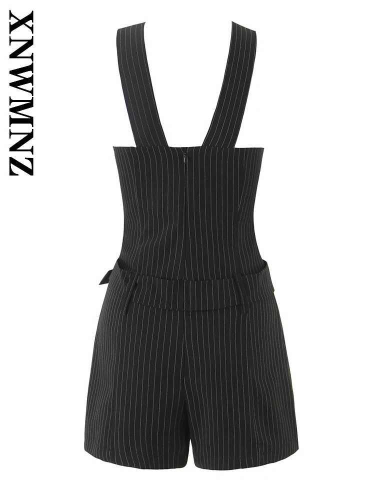 XNWMNZ 2025 Summer Casual Vintage Shoulder Sleeveless Short Pants Simple Lady wide shoulder strap Backless High Waist Commuting