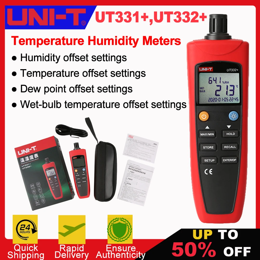 UNI-T UT331+ UT332+ Digital Thermometer Hygrometer Temperature Humidity Measuring Instruments For Food High Precision