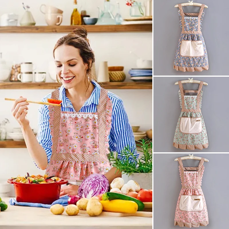 Korean version apron for women cute kitchen home cooking breathable apron fashionable work clothes chef apron