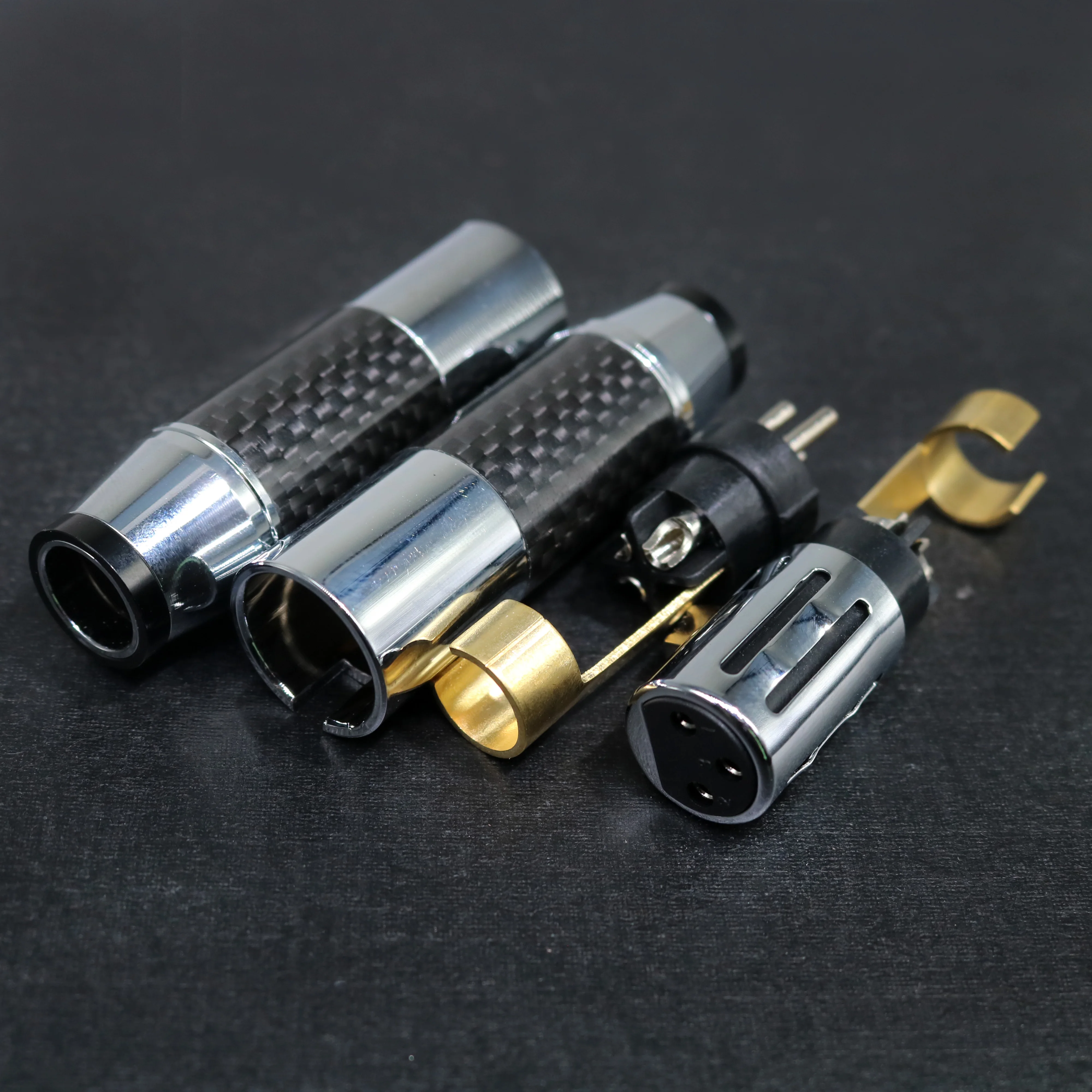XLR Stecker Jack XSSH HIFI Audio Schwarz Carbon Faser Tellur Kupfer Überzug Rhodium Gold Nylon Weiblich Männlich 3 Pins XLR stecker – Detail 4
