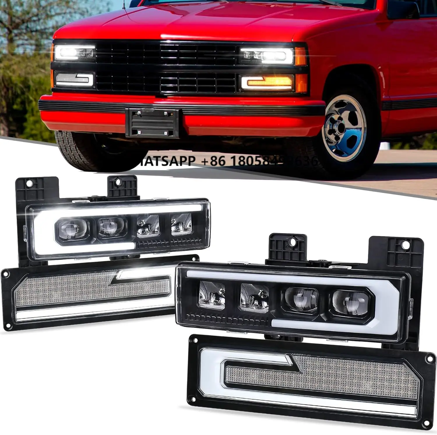 

Upgrade 500% Brighter Headlights with DRL Welcome Light LED Headlight for Silverado 1500 1988