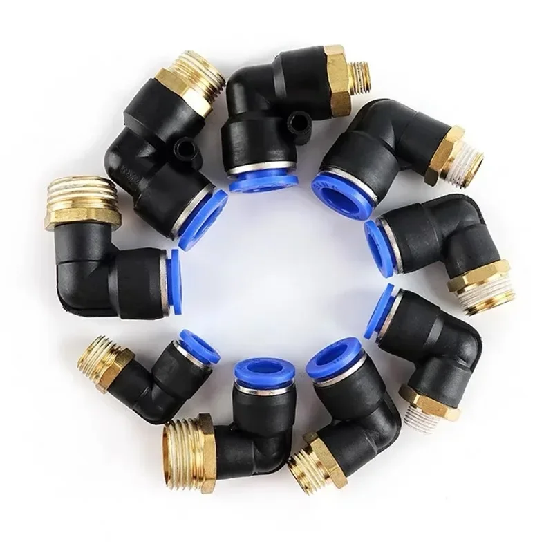 20/50/100 قطعة موصل الهواء الهوائي PL 4 مللي متر 6 8 10 12 مللي متر الموضوع 1/8 1/4 "3/8" 1/2 "القصبة الهوائية الكوع تركيبات الهواء خرطوم موصل سريع