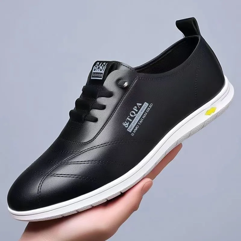 Men\'s autumn waterproof and anti slip soft soled white shoes casual leather shoes fashionable and versatile men\'s driving shoes