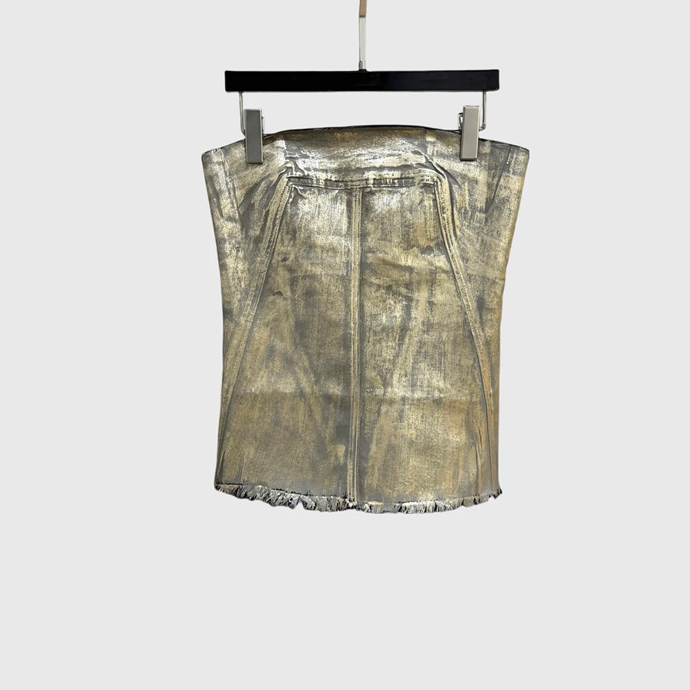 

Y2K Cotton Women's Tank Top Gold Thick Coating Slim-Fit Strapless Top Elegant Commuter Versatile Early Autumn New