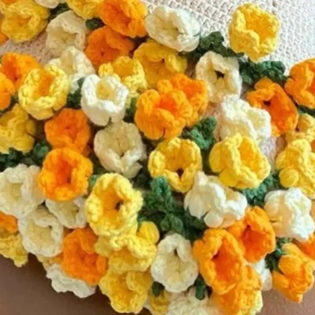 Stylish Flower Design Blanket Bouquet Blanket Crocheting Kit Diy Floral Craft Set Handmade Flowers Blanket Gift for Couch Sofa